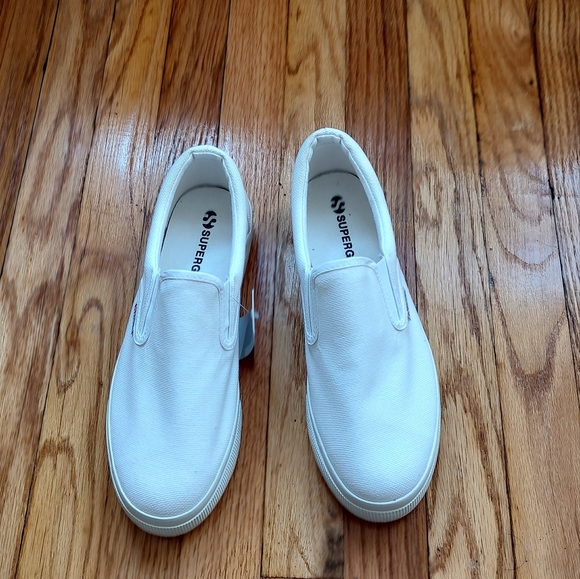 Superga 2306 Cotu Sneakers Slip On White Canvas Fabric Logo Platform 10 - Picture 11 of 16
